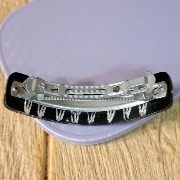 VINTAGE FLORAL FLOWERS RESIN REVERSE CARVED HAIR BARRETTE Clip UPDO ACCESSORY - Picture 5 of 9